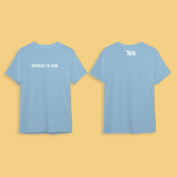 Camiseta minimalista "Entrega tu vida" azul celeste - Imagen 2