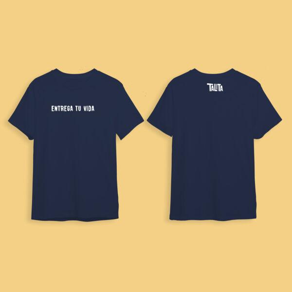 Camiseta minimalista "Entrega tu vida" azul marino - Imagen 2