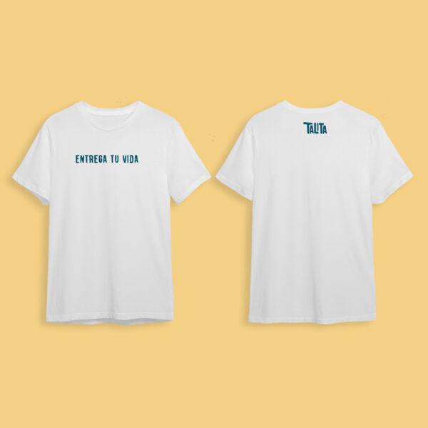 Camiseta minimalista "Entrega tu vida" blanca - Imagen 2