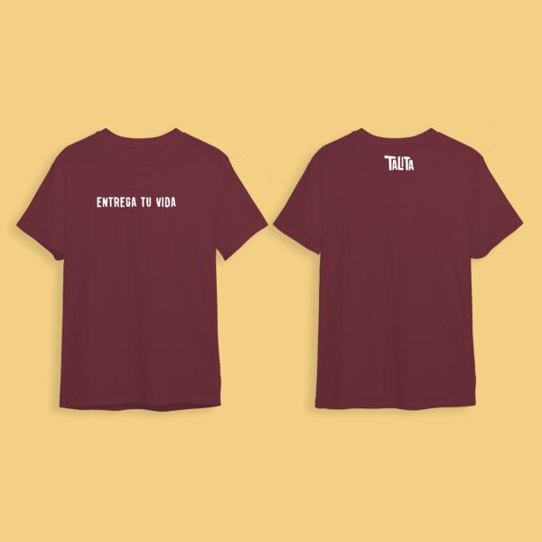 Camiseta minimalista "Entrega tu vida" granate - Imagen 2