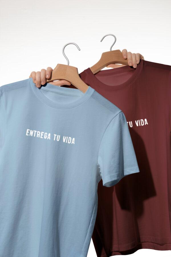 Camiseta minimalista "Entrega tu vida" granate - Imagen 3